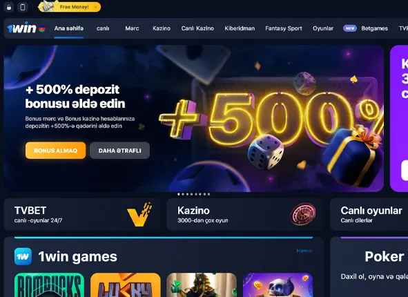1Win Kazinosunun ana səhifəsi, rəngarəng qrafikalarla bəzədilmişdir və asan naviqasiya təqdim edərək oyunçulara maraqlı bir oyun təcrübəsi yaradır.